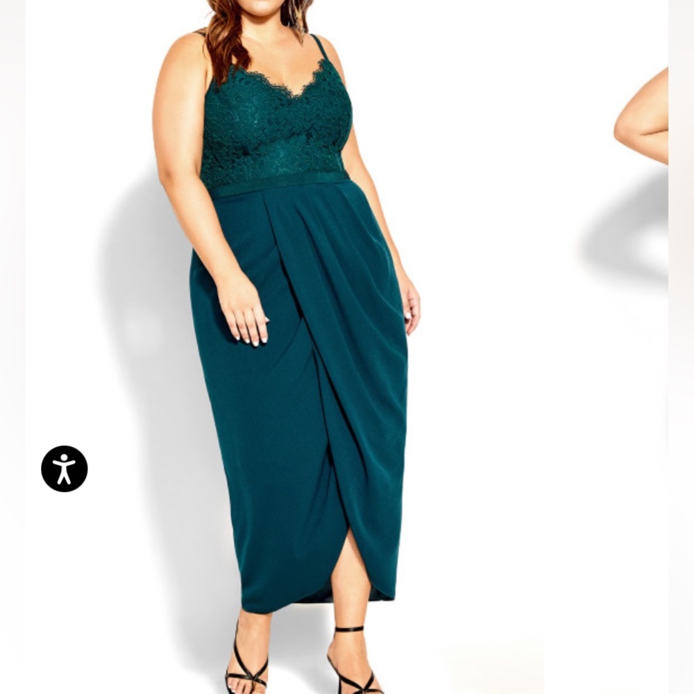 City Chic emerald touch of lace cocktail dress New